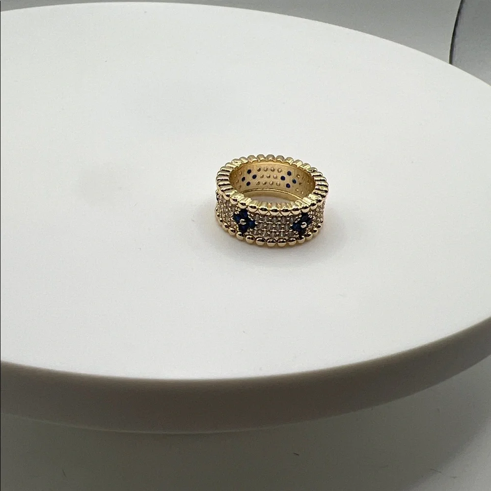 543. Elegant Gold and Blue‎ Women's Ring